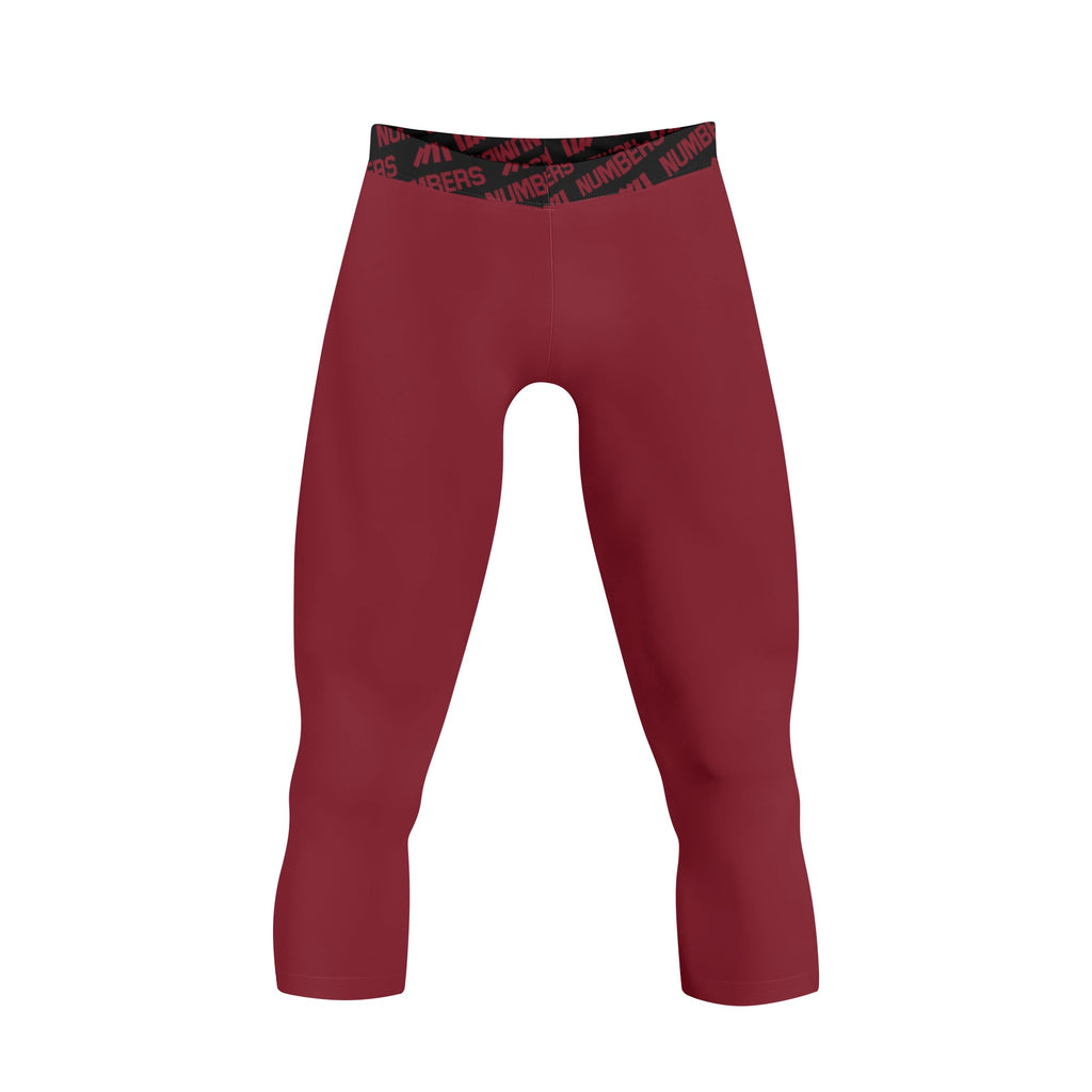 Athletic sports compression tights for youth and adult football, basketball, running, etc printed with maroon color