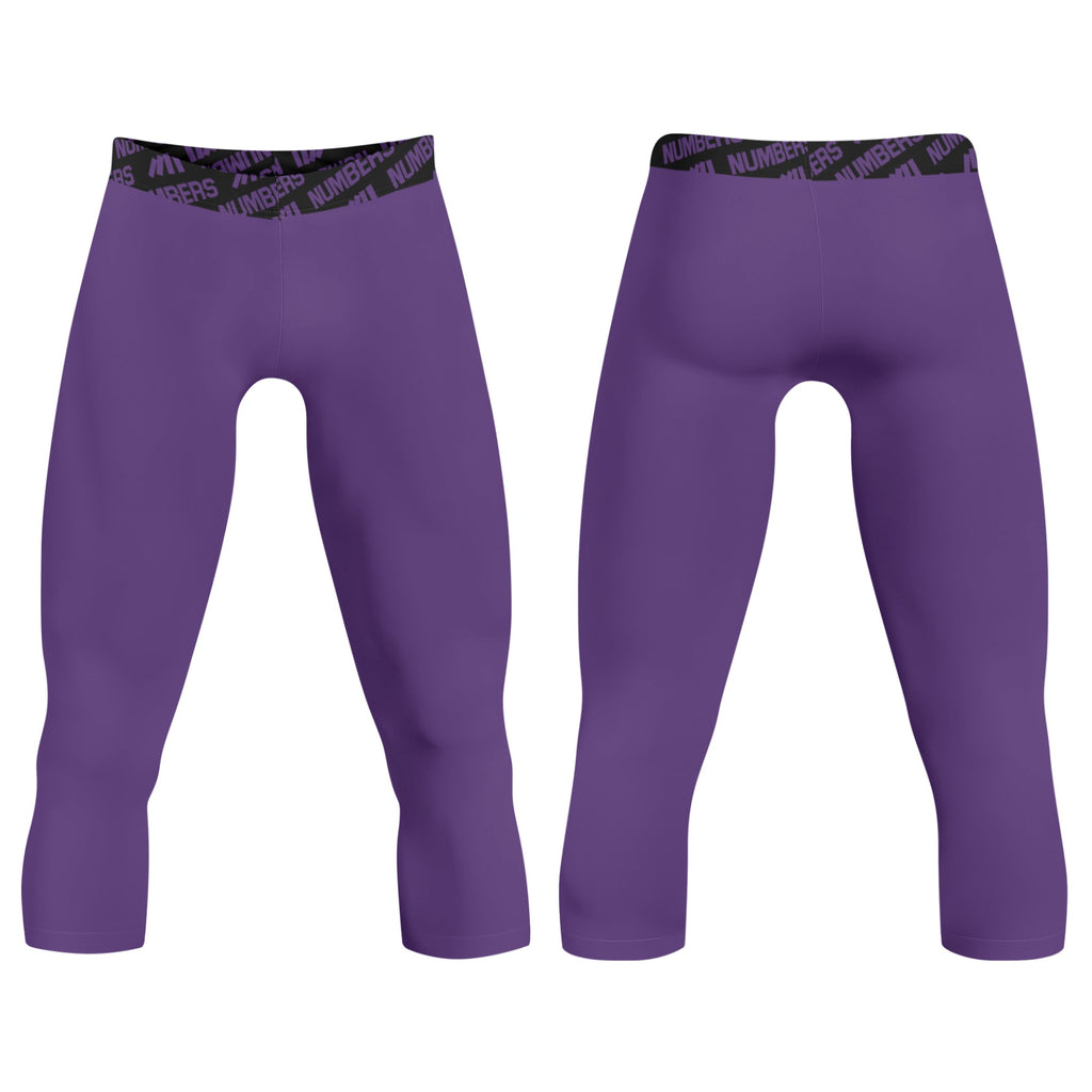 Athletic sports compression tights for youth and adult football, basketball, running, etc printed with the color purple