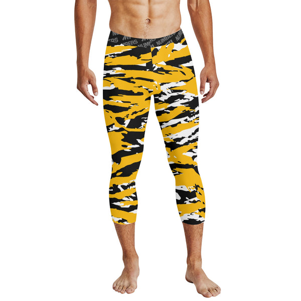 Athletic sports compression tights for youth and adult football, basketball, running, track, etc printed with predator black yellow white Pittsburgh Steelers Pittsburgh Pirates Missouri Tigers 