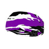Athletic sports sweatband wide headband for youth and adult football, basketball, baseball, softball, gym workout, printed with purple, black, and white colors. 