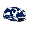 Athletic sports sweatband wide headband for youth and adult football, basketball, baseball, softball, gym workout, printed with navy blue and white colors. 