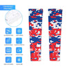 Athletic sports compression arm sleeve for youth and adult football, basketball, baseball, and softball printed with digicamo royal blue, red, and white colors.