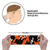 Athletic sports sweatband wide headband for youth and adult football, basketball, baseball, softball, gym workout, printed with orange, black, and white colors. 