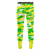 Athletic sports unisex compression tights for girls and boys flag football, tackle football, basketball, track, running, training, gym workout etc printed in predator neon green, yellow, and white Oregon Ducks