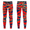 Athletic sports compression tights for youth and adult football, basketball, running, track, etc printed with predator red, navy blue, and golD New Orleans Pelicans