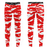 Athletic sports compression tights for youth and adult football, basketball, running, track, etc printed with predator  red and white Houston Cougars