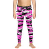 Athletic sports compression tights for youth and adult football, basketball, running, track, etc printed with predator pink, black, and white