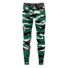 Athletic sports compression tights for youth and adult football, basketball, running, track, etc printed with predator forest green, black, and white Philadelphia Eagles