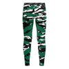 Athletic sports compression tights for youth and adult football, basketball, running, track, etc printed with predator forest green, black, and white Philadelphia Eagles