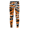 Athletic sports unisex compression tights for girls and boys flag football, tackle football, basketball, track, running, training, gym workout etc printed in predator burnt orange, black, and white Texas Longhorns