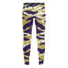 Athletic sports unisex compression tights for girls and boys flag football, tackle football, basketball, track, running, training, gym workout etc printed in predator purple, gold, and white Washington State Huskies