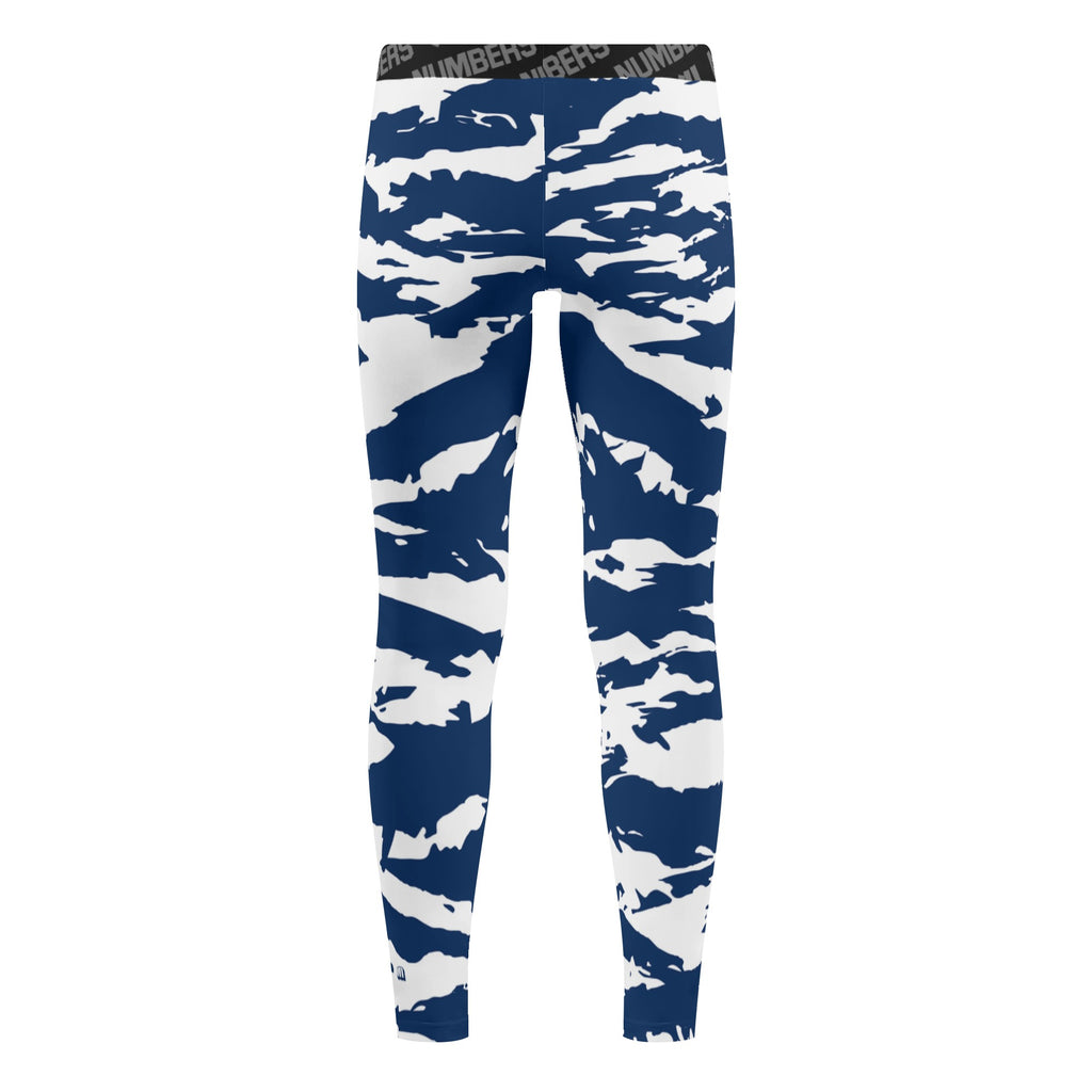 Athletic sports compression tights for youth and adult football, basketball, running, track, etc printed with predator navy blue and white New York Yankees Butler Bulldogs