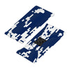 Athletic sports sweatband wide headband for youth and adult football, basketball, baseball, softball, gym workout, printed with navy blue and white colors. 