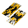 Athletic sports sweatband wide headband for youth and adult football, basketball, baseball, softball, gym workout, printed with black, yellow, and white colors. 