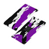 Athletic sports sweatband wide headband for youth and adult football, basketball, baseball, softball, gym workout, printed with purple, black, and white colors. 