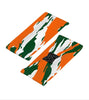 Athletic sports sweatband wide headband for youth and adult football, basketball, baseball, softball, gym workout, printed with orange, green, and white colors. 