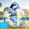 Athletic sports compression arm sleeve for youth and adult football, basketball, baseball, and softball printed with baby blue, navy blue, and white colors. 
