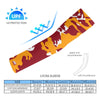 Athletic sports compression arm sleeve for youth and adult football, basketball, baseball, and softball printed with camo maroon, yellow, and white colors. 
