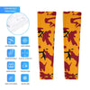 Athletic sports compression arm sleeve for youth and adult football, basketball, baseball, and softball printed with camo maroon, yellow, and black colors. 