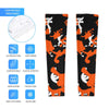 Athletic sports compression arm sleeve for youth and adult football, basketball, baseball, and softball printed with camo orange, black, and white colors. 