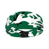 Athletic sports sweatband wide headband for youth and adult football, basketball, baseball, softball, gym workout, printed with green, white, and black colors. 