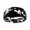 Athletic sports sweatband wide headband for youth and adult football, basketball, baseball, softball, gym workout, printed with black, and white colors. 
