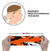 Athletic sports sweatband wide headband for youth and adult football, basketball, baseball, softball, gym workout, printed with orange, black, and white colors. 