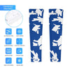 Athletic sports compression arm sleeve for youth and adult football, basketball, baseball, and softball printed with camo blue and white colors.