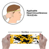 Athletic sports sweatband wide headband for youth and adult football, basketball, baseball, softball, gym workout, printed with black, yellow, and white colors. 