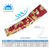 Athletic sports compression arm sleeve for youth and adult football, basketball, baseball, and softball printed with camo maroon, gold, and white colors. 