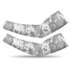 Athletic sports compression arm sleeve for youth and adult football, basketball, baseball, and softball printed with digicamo gray and white colors. 