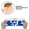 Athletic sports sweatband wide headband for youth and adult football, basketball, baseball, softball, gym workout, printed with royal blue and white colors. 