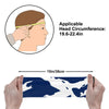 Athletic sports sweatband wide headband for youth and adult football, basketball, baseball, softball, gym workout, printed with navy blue and white colors. 
