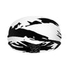 Athletic sports sweatband wide headband for youth and adult football, basketball, baseball, softball, gym workout, printed with black, and white colors. 