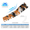 Athletic sports compression arm sleeve for youth and adult football, basketball, baseball, and softball printed with digicamo burnt orange, black, and white colors. 