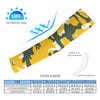 Athletic sports compression arm sleeve for youth and adult football, basketball, baseball, and softball printed with camo green, yellow, white