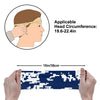Athletic sports sweatband wide headband for youth and adult football, basketball, baseball, softball, gym workout, printed with navy blue and white colors. 