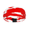 Athletic sports sweatband wide headband for youth and adult football, basketball, baseball, softball, gym workout, printed with red, and white colors. 
