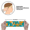 Athletic sports sweatband wide headband for youth and adult football, basketball, baseball, softball, gym workout, printed with aqua, orange, and white colors. 