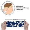 Athletic sports sweatband wide headband for youth and adult football, basketball, baseball, softball, gym workout, printed with navy blue and white colors. 