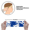 Athletic sports sweatband wide headband for youth and adult football, basketball, baseball, softball, gym workout, printed with royal blue and white colors. 