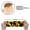 Athletic sports sweatband wide headband for youth and adult football, basketball, baseball, softball, gym workout, printed with black, yellow, and white colors. 