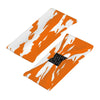 Athletic sports sweatband wide headband for youth and adult football, basketball, baseball, softball, gym workout, printed with orange, and white colors. 