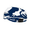 Athletic sports sweatband wide headband for youth and adult football, basketball, baseball, softball, gym workout, printed with navy blue, gray,  and white colors