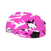 Athletic sports sweatband wide headband for youth and adult football, basketball, baseball, softball, gym workout, printed with pink, white, and black colors. 