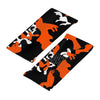 Athletic sports sweatband wide headband for youth and adult football, basketball, baseball, softball, gym workout, printed with orange, black, and white colors. 