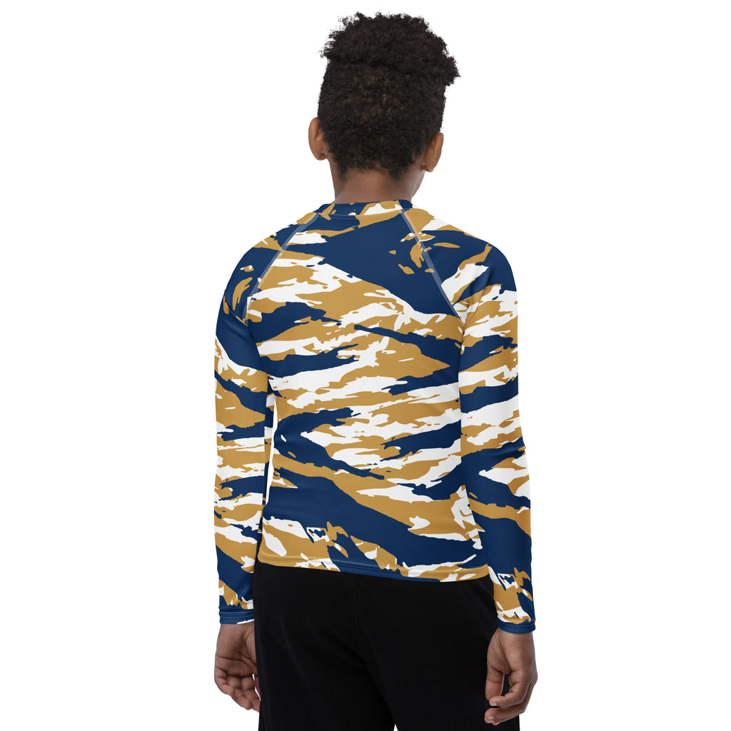 Athletic sports compression shirt for youth football, basketball, baseball, golf, softball etc similar to Nike, Under Armour, Adidas, Sleefs, printed with camouflage yellow, white, and green colors Milwaukee Brewers. .   