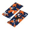 Athletic sports sweatband wide headband for youth and adult football, basketball, baseball, softball, gym workout, printed with navy blue, orange, and white colors. 