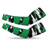 Athletic sports compression arm sleeve for youth and adult football, basketball, baseball, and softball printed with predator kelly green, white, and black colors. 