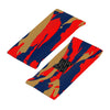 Athletic sports sweatband wide headband for youth and adult football, basketball, baseball, softball, gym workout, printed with navy blue, red, and gold colors. 